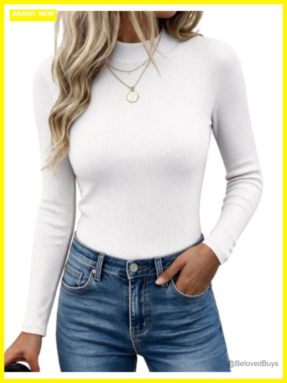 Mock Neck Ribbed Knit Long Sleeve Slim Fit Top Lightweight Pullover